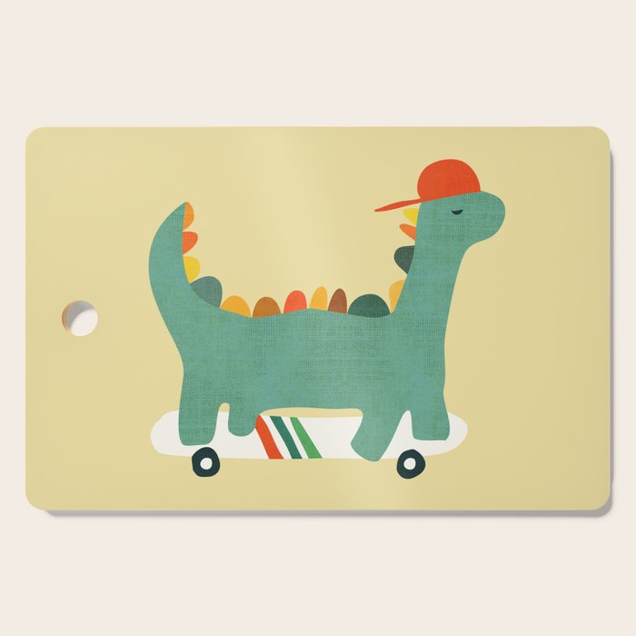 Dinosaur on retro skateboard Cutting Board Gallery Image 1