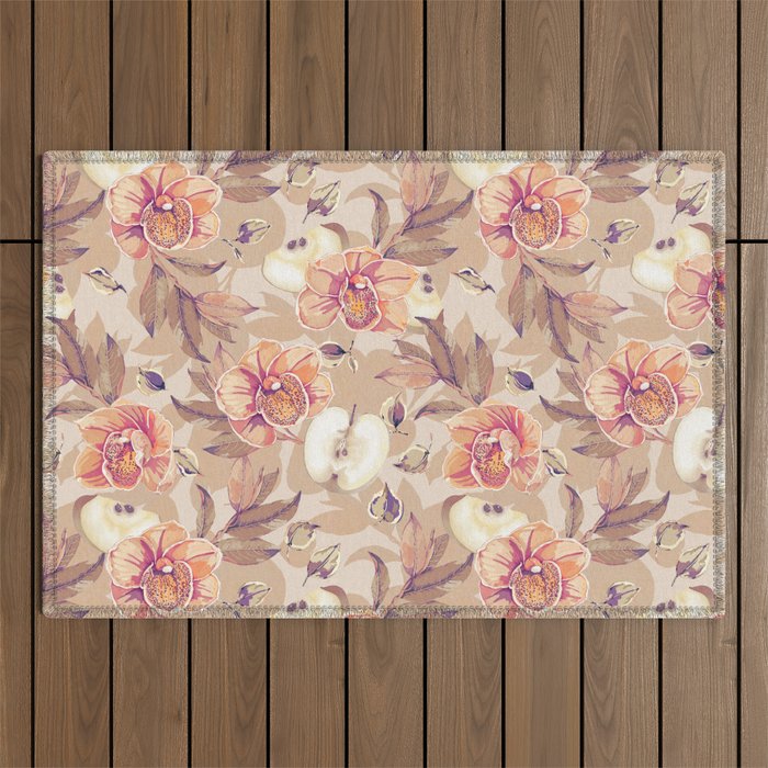 Tropical flowers autumn field Outdoor Rug Gallery Image 1