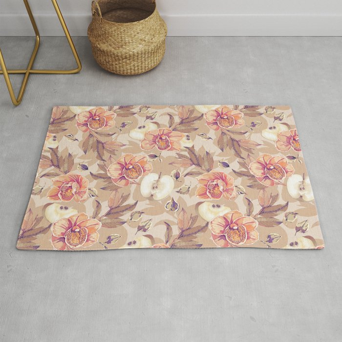 Tropical flowers autumn field Rug Gallery Image 1