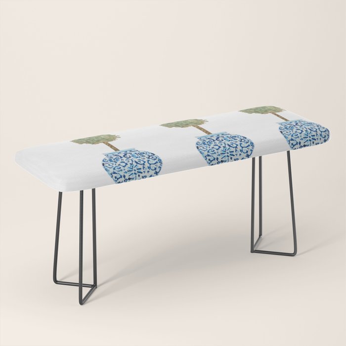 Three Hand Painted Topiary Topiaries  Bench Gallery Image 1