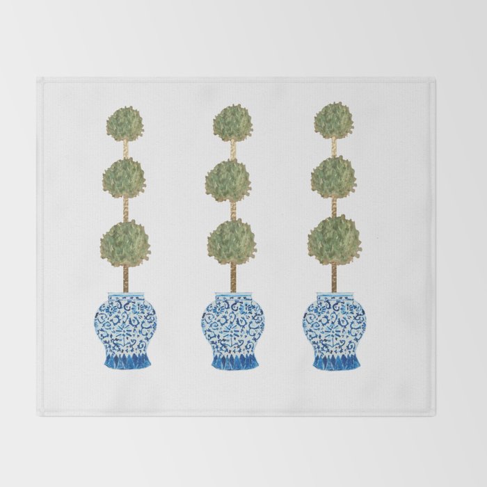 Three Hand Painted Topiary Topiaries  Throw Blanket Gallery Image 2
