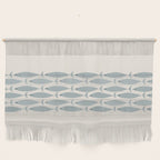 Fish Stripe 6 - Minimalist Ocean Pattern in Cream and Light Blue-Gray Wall Hanging Gallery Image 1