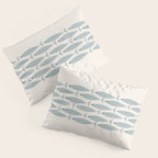 Fish Stripe 6 - Minimalist Ocean Pattern in Cream and Light Blue-Gray Pillow Sham Gallery Image 3