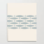 Fish Stripe 6 - Minimalist Ocean Pattern in Cream and Light Blue-Gray Notebook Gallery Image 4