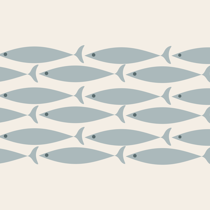 Fish Stripe 6 - Minimalist Ocean Pattern in Cream and Light Blue-Gray Coffee Mug Gallery Image 2