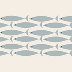 Fish Stripe 6 - Minimalist Ocean Pattern in Cream and Light Blue-Gray Coffee Mug Gallery Image 2
