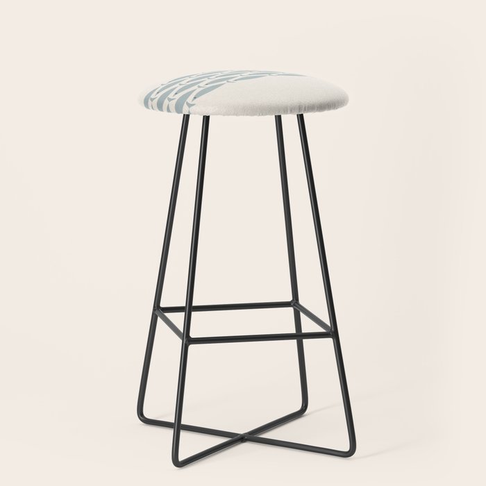 Fish Stripe 6 - Minimalist Ocean Pattern in Cream and Light Blue-Gray Stool Gallery Image 1