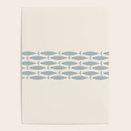 Fish Stripe 6 - Minimalist Ocean Pattern in Cream and Light Blue-Gray Poster Gallery Image 4