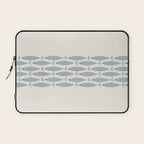 Fish Stripe 6 - Minimalist Ocean Pattern in Cream and Light Blue-Gray Laptop Sleeve Gallery Image 1
