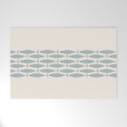 Fish Stripe 6 - Minimalist Ocean Pattern in Cream and Light Blue-Gray Welcome Mat Gallery Image 1