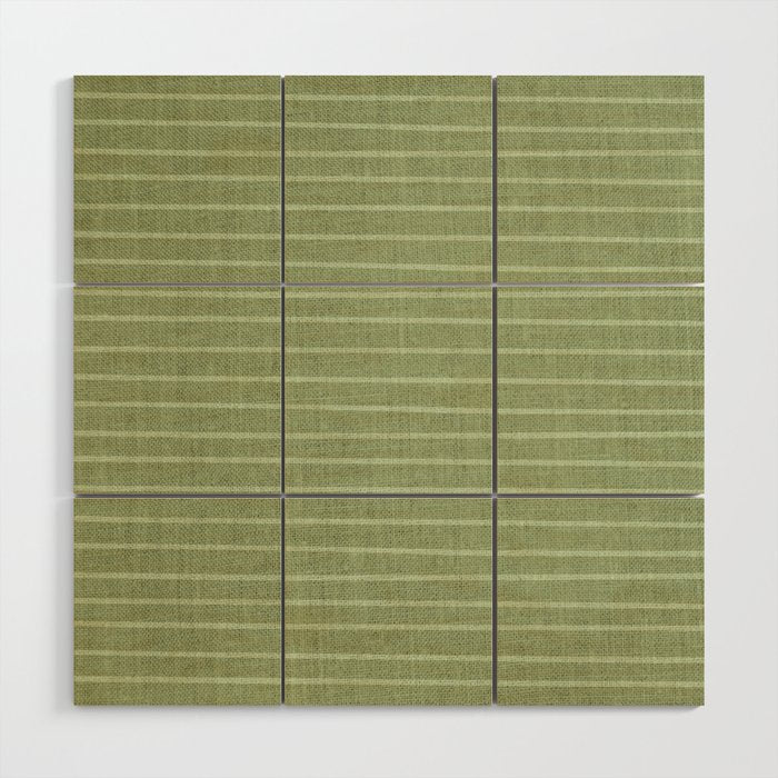 Minimal, Line Art, Stripes, Sage Green Wood Wall Art Gallery Image 1