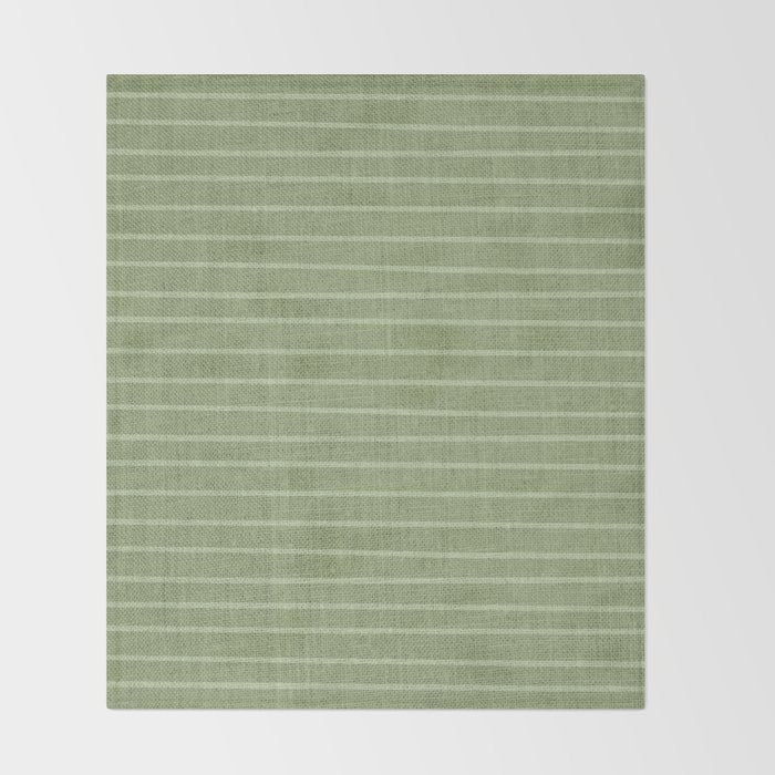 Minimal, Line Art, Stripes, Sage Green Throw Blanket Gallery Image 2