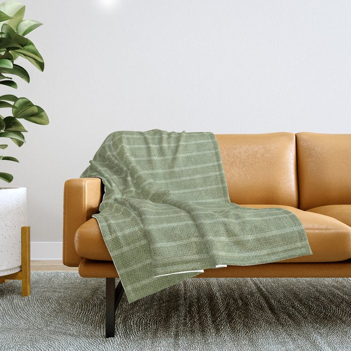 Minimal, Line Art, Stripes, Sage Green Throw Blanket Gallery Image 1
