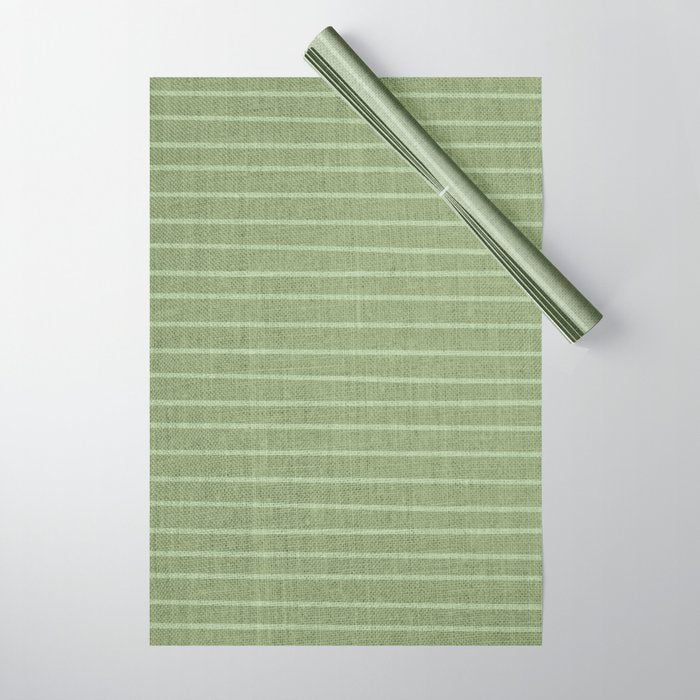Minimal, Line Art, Stripes, Sage Green Wrapping Paper Gallery Image 1