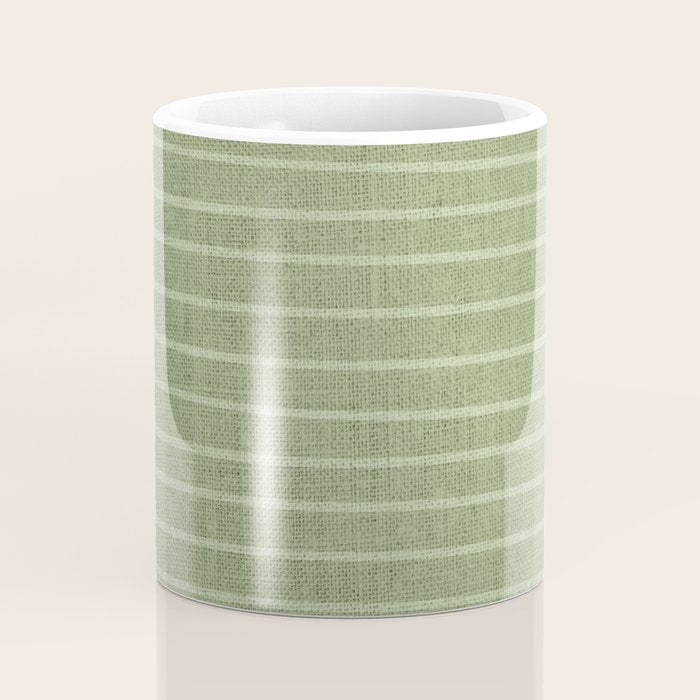 Minimal, Line Art, Stripes, Sage Green Coffee Mug Gallery Image 4