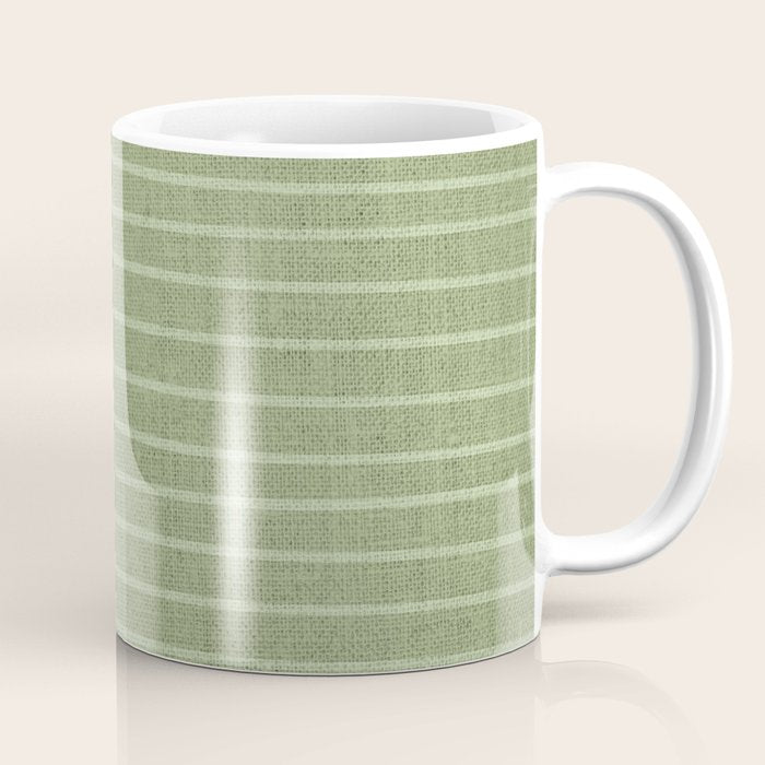 Minimal, Line Art, Stripes, Sage Green Coffee Mug Gallery Image 1