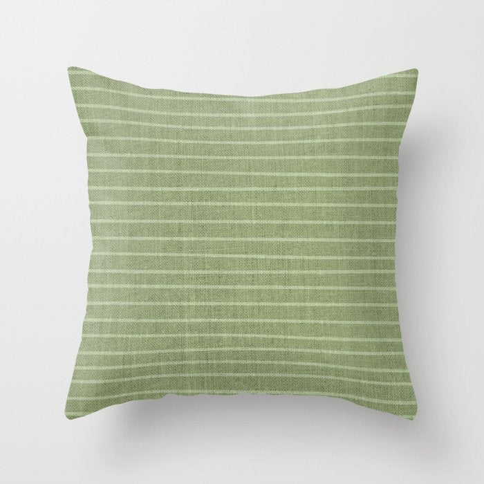 Minimal, Line Art, Stripes, Sage Green Throw Pillow Gallery Image 6