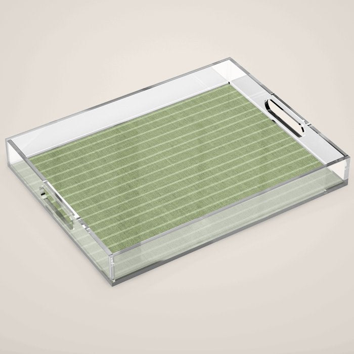 Minimal, Line Art, Stripes, Sage Green Acrylic Tray Gallery Image 1