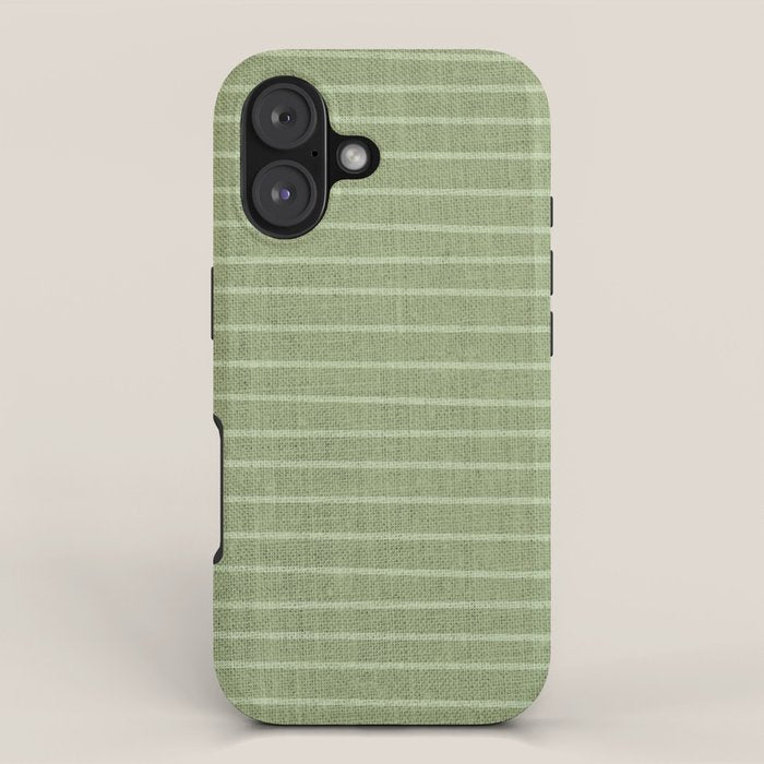 Minimal, Line Art, Stripes, Sage Green iPhone Case Gallery Image 1