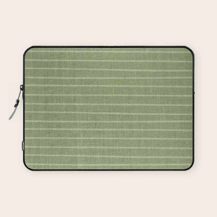 Minimal, Line Art, Stripes, Sage Green Laptop Sleeve Gallery Image 1