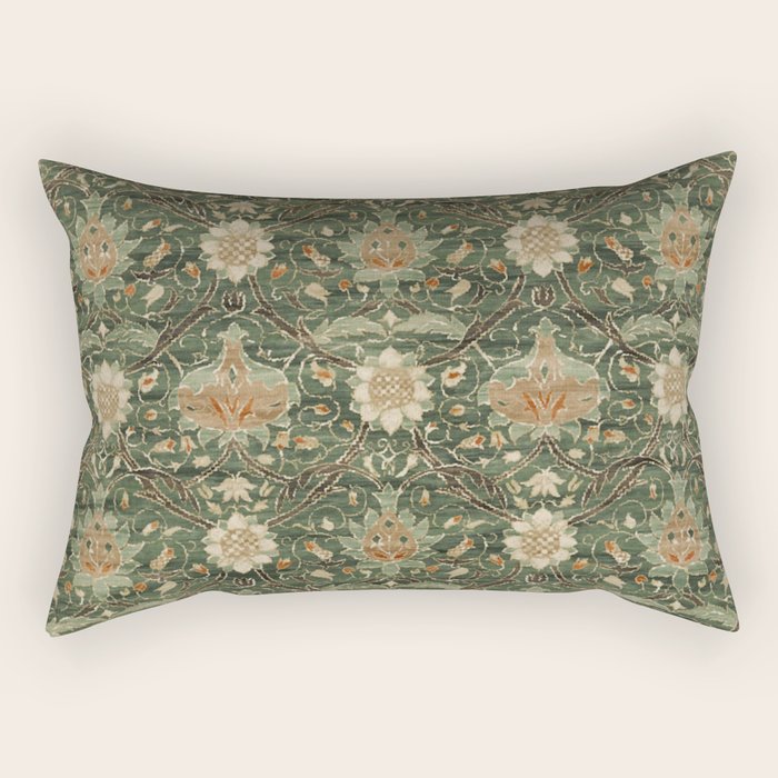 William Morris Vintage Montreal Forest Teal Rectangular Pillow Gallery Image 2