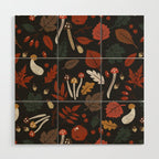 Dark autumnal mushrooms II Wood Wall Art Gallery Image 1