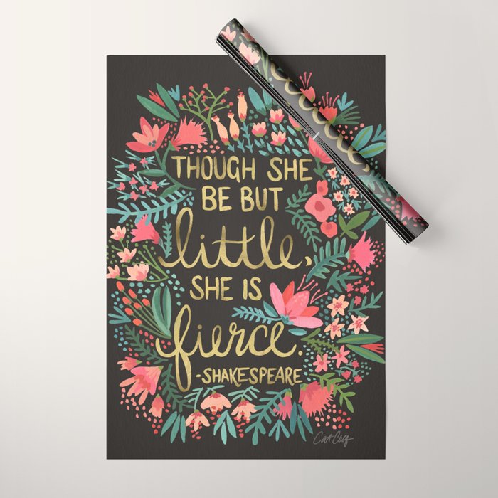 Little & Fierce on Charcoal Wrapping Paper Gallery Image 1