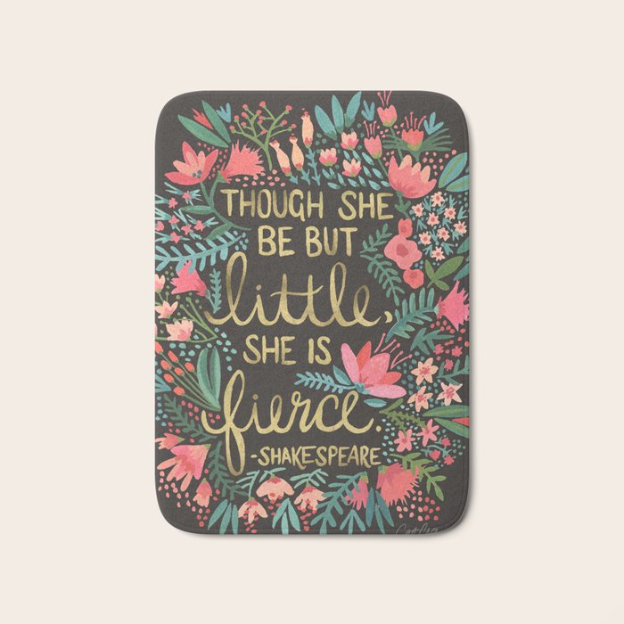 Little & Fierce on Charcoal Bath Mat Gallery Image 1