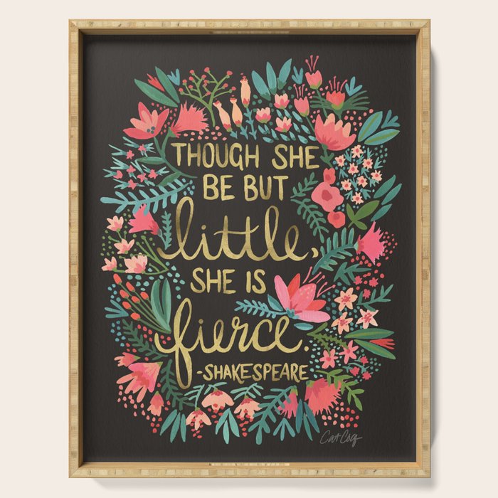 Little & Fierce on Charcoal Serving Tray Gallery Image 1