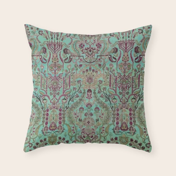 Persian Kirman Rug Floral Pattern Cute Abstract Flowers Throw Pillow Gallery Image 6