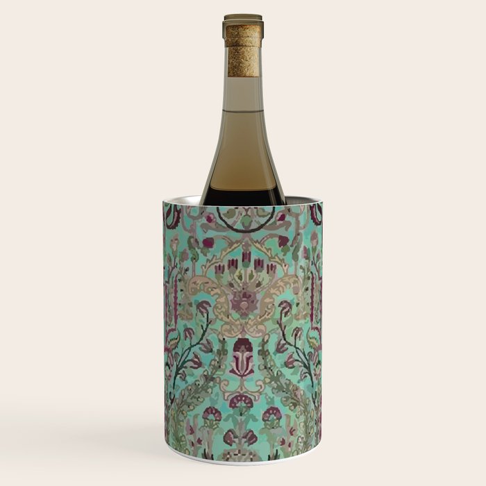 Persian Kirman Rug Floral Pattern Cute Abstract Flowers Wine Chiller Gallery Image 1