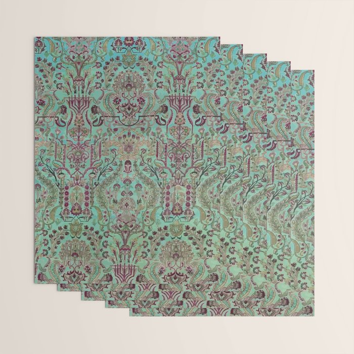 Persian Kirman Rug Floral Pattern Cute Abstract Flowers Wrapping Paper Gallery Image 3