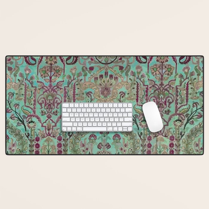 Persian Kirman Rug Floral Pattern Cute Abstract Flowers Desk Mat Gallery Image 1