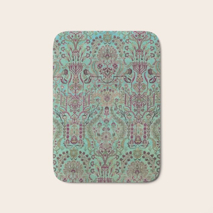 Persian Kirman Rug Floral Pattern Cute Abstract Flowers Bath Mat Gallery Image 1