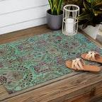 Persian Kirman Rug Floral Pattern Cute Abstract Flowers Outdoor Rug Gallery Image 2