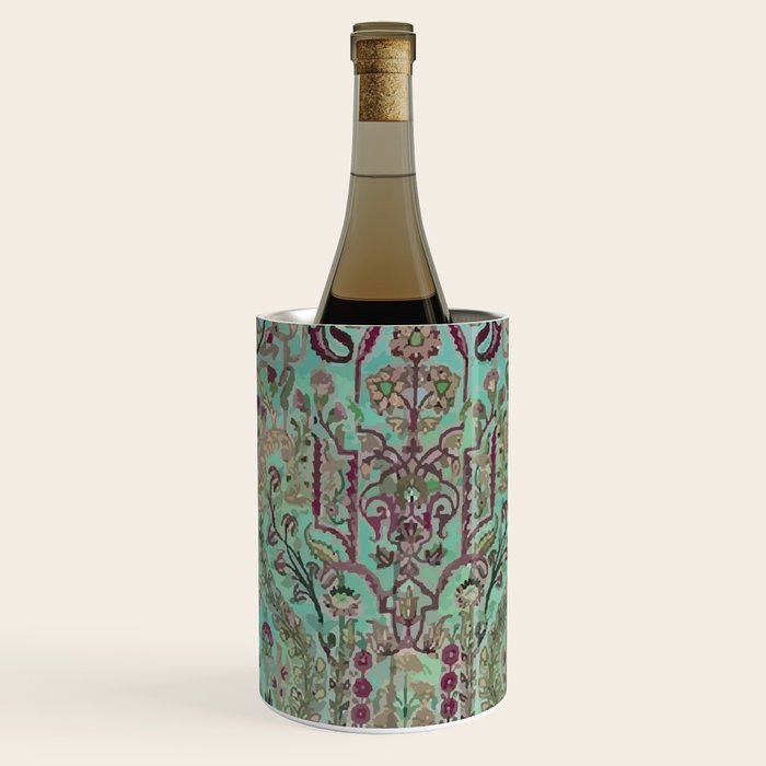 Persian Kirman Rug Floral Pattern Cute Abstract Flowers Wine Chiller Gallery Image 3