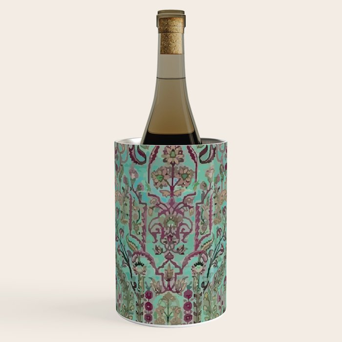 Persian Kirman Rug Floral Pattern Cute Abstract Flowers Wine Chiller Gallery Image 2