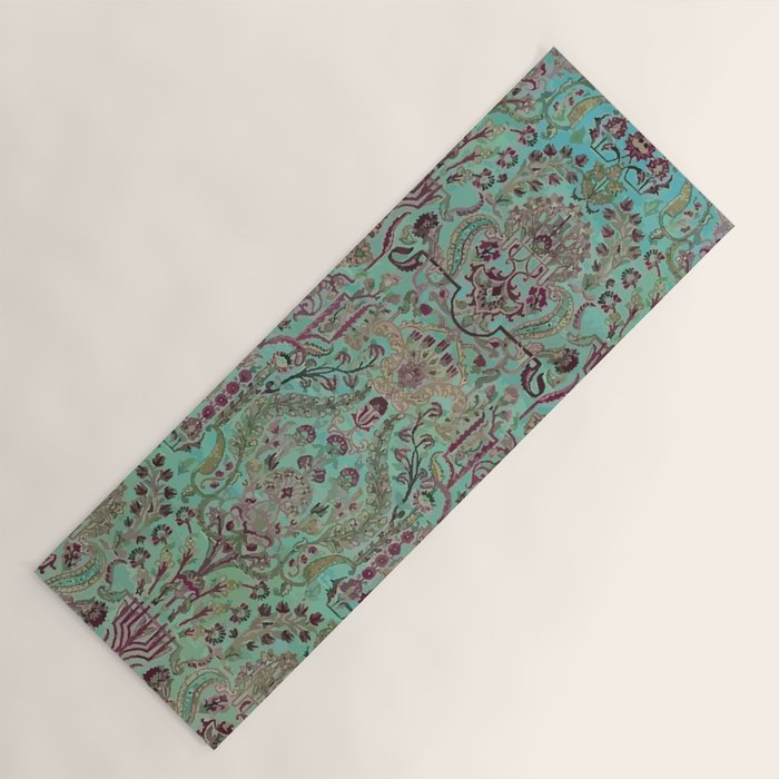 Persian Kirman Rug Floral Pattern Cute Abstract Flowers Yoga Mat Gallery Image 1