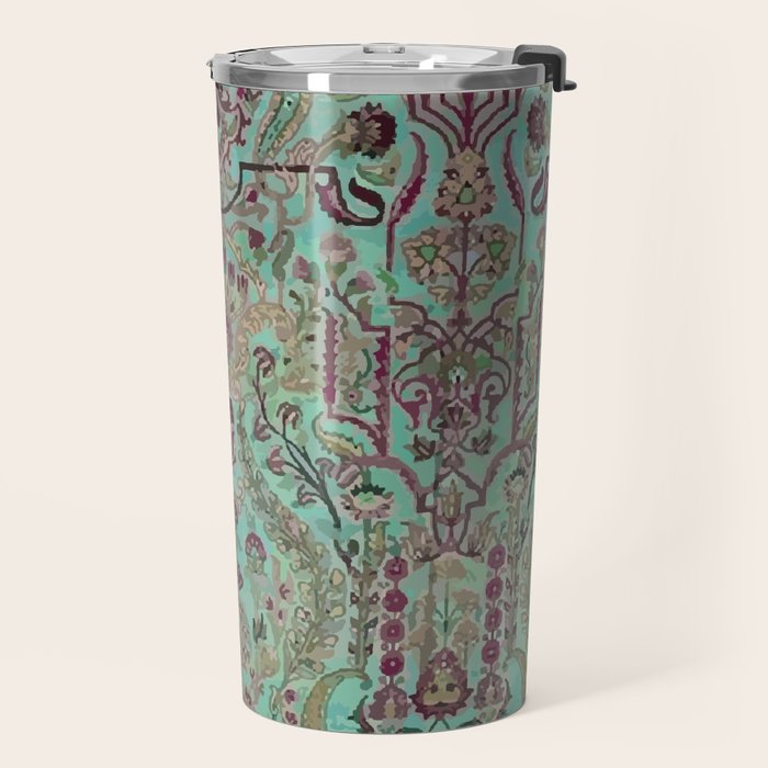 Persian Kirman Rug Floral Pattern Cute Abstract Flowers Travel Mug Gallery Image 2