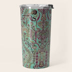 Persian Kirman Rug Floral Pattern Cute Abstract Flowers Travel Mug Gallery Image 2