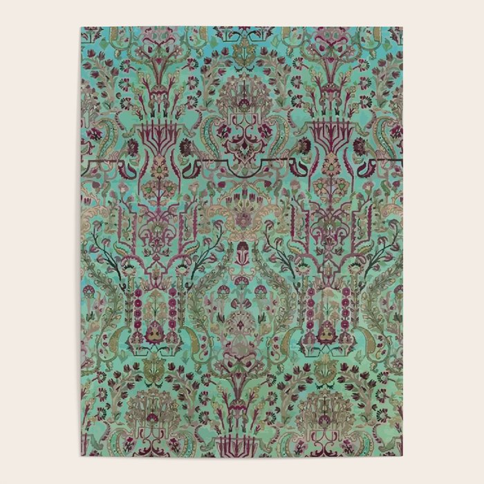 Persian Kirman Rug Floral Pattern Cute Abstract Flowers Poster Gallery Image 4