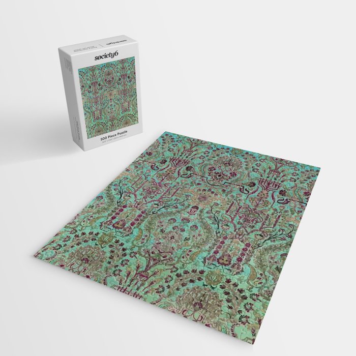 Persian Kirman Rug Floral Pattern Cute Abstract Flowers Jigsaw Puzzle Gallery Image 2