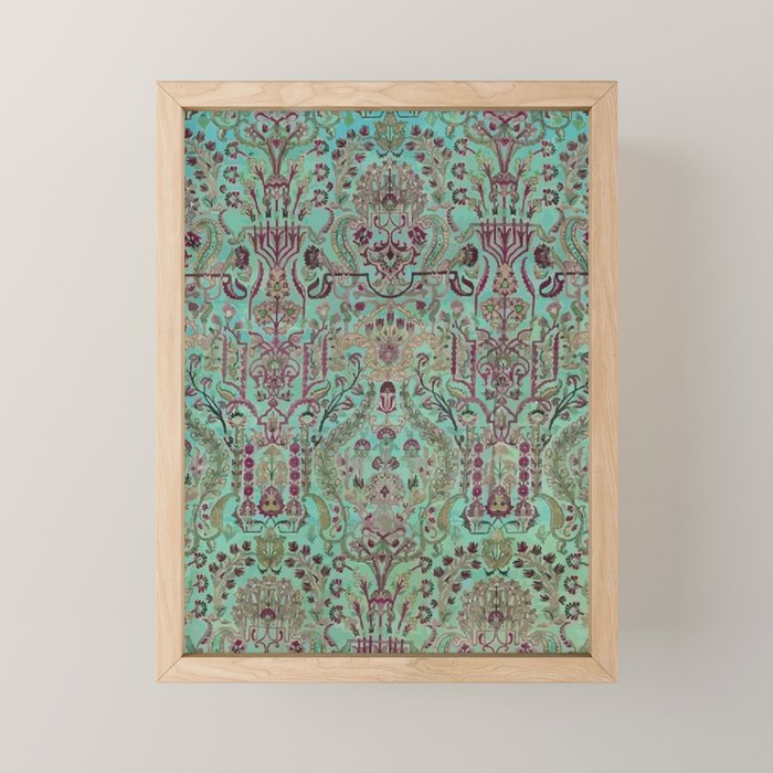 Persian Kirman Rug Floral Pattern Cute Abstract Flowers Mini Art Print Gallery Image 1