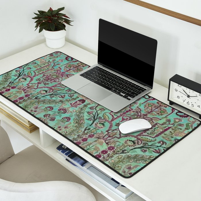 Persian Kirman Rug Floral Pattern Cute Abstract Flowers Desk Mat Gallery Image 2