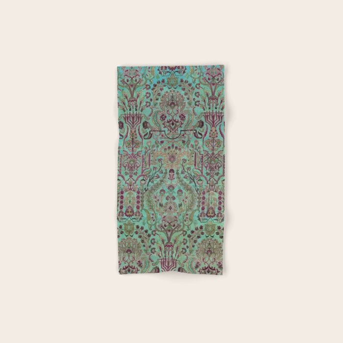 Persian Kirman Rug Floral Pattern Cute Abstract Flowers Bath Towel Gallery Image 1