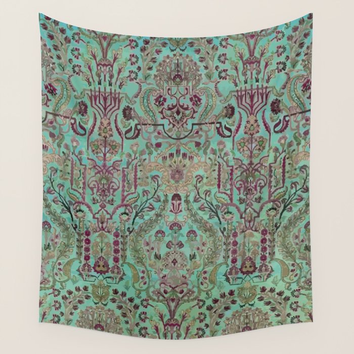 Persian Kirman Rug Floral Pattern Cute Abstract Flowers Wall Tapestry Gallery Image 4