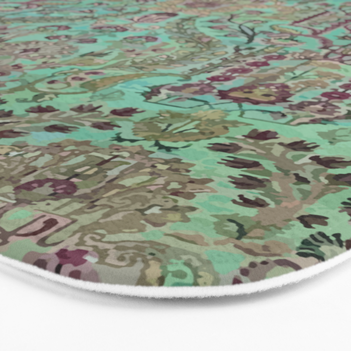 Persian Kirman Rug Floral Pattern Cute Abstract Flowers Bath Mat Gallery Image 3