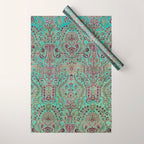 Persian Kirman Rug Floral Pattern Cute Abstract Flowers Wrapping Paper Gallery Image 1