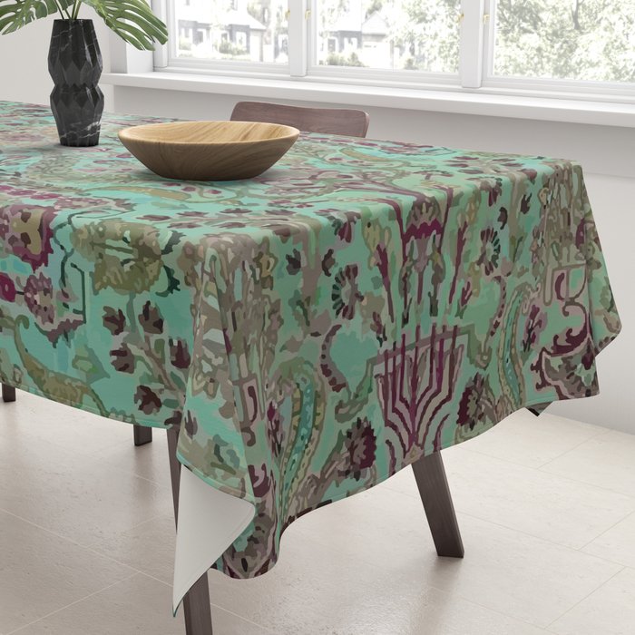 Persian Kirman Rug Floral Pattern Cute Abstract Flowers Tablecloth Gallery Image 3