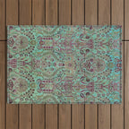 Persian Kirman Rug Floral Pattern Cute Abstract Flowers Outdoor Rug Gallery Image 1
